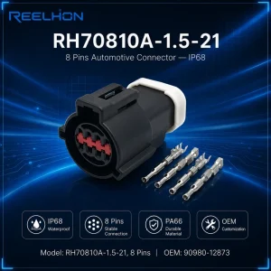 8 Pin Round Black Female Sealed Wire Harness Plug Waterproof Automotive Connector for Ford DJ70810A 1.5 21
