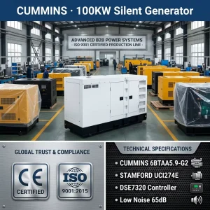 80KW 100KW 125KVA Cummins Silent Diesel Generator for Data Center Hospital Hotel Factory CE Certified Verified Supplier OEM ODM
