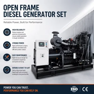 80kVA 64kW Open Type Diesel Generator with Brushless Alternator Electric Power Genset for Construction Site and Farm Use
