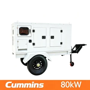 80kW 100kVA Water Cooled Pure Copper Mobile Trailer Type Diesel Generator Set for Small Business