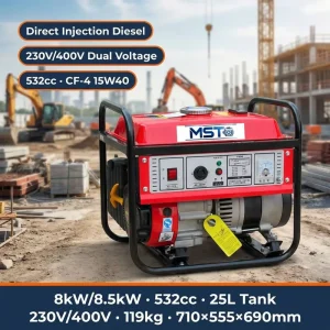 8kW 8.5kW 4 Stroke Air Cooled Open Frame Diesel Generator Direct Injection Electric Recoil Start 25L Fuel Tank 50Hz Residential