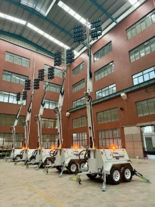 8x480W LED Light Tower Diesel Generator Towable Mobile Light Tower Telescopic Mast DC Power