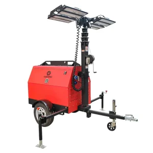9m 4*400W Mobile LED Light Tower Trailer Diesel Generator With 120L Fuel Tank for Construction Night Lighting