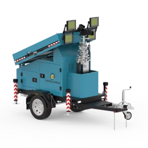 9m IP65 Solar AC Lighting Tower Manual Electric Hydraulic Lift Diesel Generator Portable LED Light Outdoor Mobile Tower