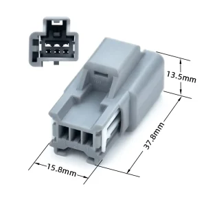 Auto Adapter 3P Grey Brass Male Female Connector Wire Connections PBT Housing IP20 300V