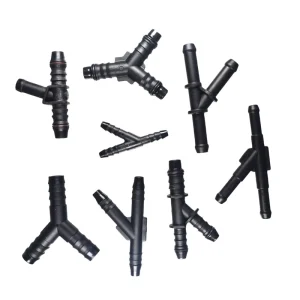 Auto Parts Plastic Y Type Tee Hose Adaptors for Corrugated Nylon Tube Rubber Hose Fuel Line Connectors