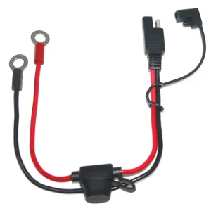 Automobile 2Pin SAE Connector to O Ring Terminal Extension Cord Harness with Mini Fuse Holder 450mm Cable