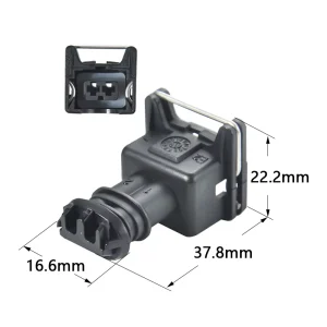 Automotive Car Fuel Injector Sensor Adapter Connector Brass Contact PBT Housing 2-Hole Plug IP66 Rated 10A 300V Wire Connections