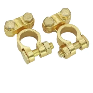 Brass Battery Terminal Connector Clips Positive Negative Heavy Duty Battery Terminal Clamp for Car Truck RV Marine Boat