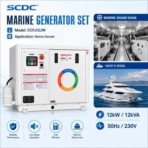 CCFJ12JW Small Power Water Cooled 12kW 12kVA 50hz Marine Generator Set Silent Motor for Leisure Boat and Fishing Boat