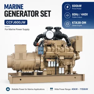 CCFJ600JW KTA38 Series Auxiliary Marine Generator Set 600kW 750KVA 1800RPM Water Cooled EPA Tier2 for Vessel