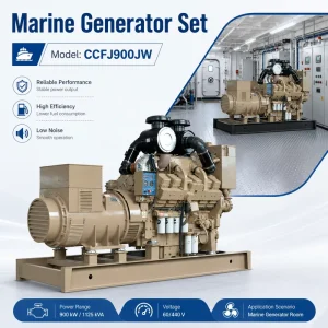 CCFJ900JW Turbocharged 900kW 1125KVA 1800rpm KTA38 Series Auxiliary Marine Generator Set for Cargo Ship