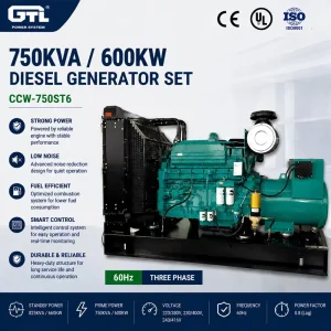 CCW 750ST6 750kVA 600kW Diesel Generator Set Powered by Cummins Engine 60Hz