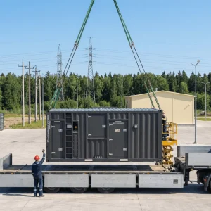 Containerized Silent Diesel Gas Generator 35 kW Plant Combined Heat Power Leak Detection CO Reduction Emergency Stop 600V