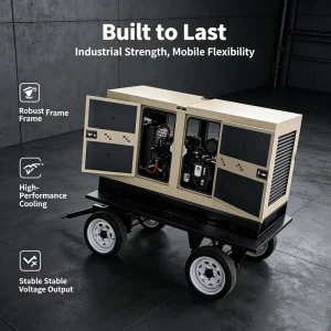 Customizable 30kva 50kva Mobile Silent Diesel Generator Set 30kw 50kw Portable Wheels