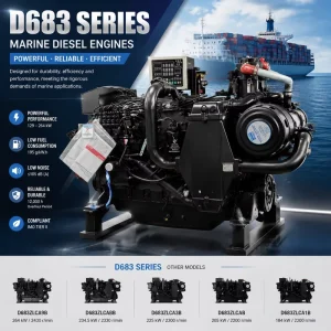 D683 Series Marine Diesel Engine 6 Cylinder Water-Cooled Engine 2200rpm-2430rpm for Cargo Ship and Marine Generator Sets