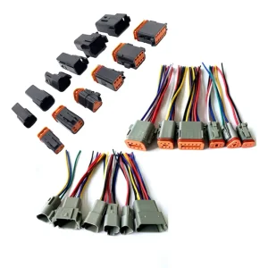 DT04-2/3/4/6/8/12P-E004 DT06-2/3/4/6/8/12S-E004 Black Deutsch Waterproof Automotive DT Connector Kits 2Pin ABS Copper 10A