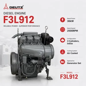 Deutz 3 Cylinders F3L912 Diesel Engine 36kW 2500RPM Air Cooled Power Unit for Generator Set Pump Set Application
