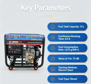 Diesel Arc Welding Generator 3kW 2 in 1 Power Generator 186F Engine for Construction Farm Jobsite