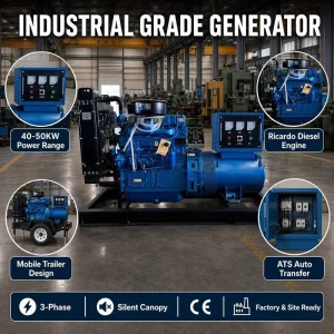 Diesel Generator 30KW 37.5KVA 4 Cylinder Turbocharged Water Cooled 60Hz Auto Start Commercial Use