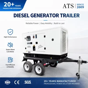 Diesel Generator Trailer 100kVA 125kVA 150kVA Mobile Silent Type 1500rpm 3 Phase Soundproof Trailer Mounted Power System