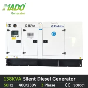 Factory Backup Power Supply 138kva 110kw Diesel Generator 1106A Canopy Silent Type 50hz 150kva 120kw Standby Power with ATS
