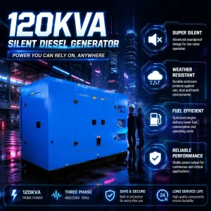 Factory Direct 100kVA 50 60Hz Silent Diesel Generator Weatherproof Soundproof Canopy Outdoor Emergency Power Generation