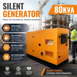 Factory Direct 80KVA Silent Diesel Generator 64kw Soundproof Genset 50/60Hz 3 Phase ATS Auto Start Backup Power Generator Set