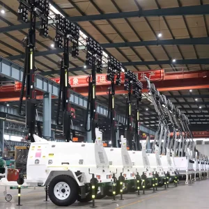 Factory Portable LED Light Tower 7M Diesel Generator With Trailer Mobile Lighting Tower for Outdoor Projects