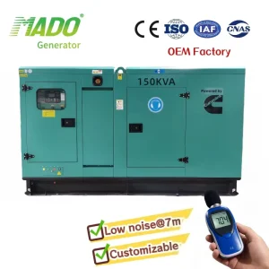 For 150kVA Diesel Generator Open Frame Super Silent Type 120kW 50 60Hz 3 Phase DC ATS Stamford Alternator ISO CE Certified