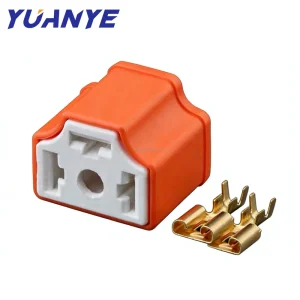 H4 7.8mm Ceramic High Temp Headlight Bulb Connector Socket 3 Pin for Hi Lo Beam Relay & Lamp Base Auto Plug
