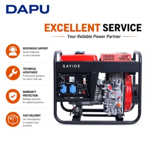 Heavy Duty Electric Key Start 15L Fuel Tank 8kW Air Cooled Portable Diesel Generator for Home Emergency Backup