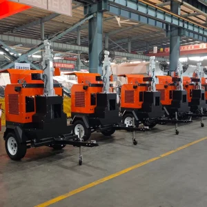 High Quality Portable Industrial Diesel Generator Light Tower 12M Mast IP65 LED Flood Lights Outdoor