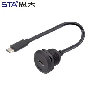 IP67 EP Type C 3.0 3.2 Waterproof Circular Connector 20Gbit/s Panel Mount Female Installed Socket Type C Aviation Plug
