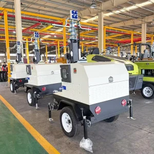 Industrial Grade 4m 9m Height Adjustable Trailer Mounted Tower Light Generator for Surveillance Diesel Generators