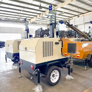 Industrial Grade Trailer LED Tower Light Generator with Telescopic 4m 9m for Intensive Construction Sites Diesel Generator