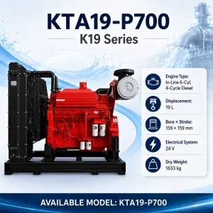 KTA19 Series KTA19-P700 470KW 1800RPM Water Cooled Diesel Engine for Industrial Water Pump and Tunnel Drainage Pump