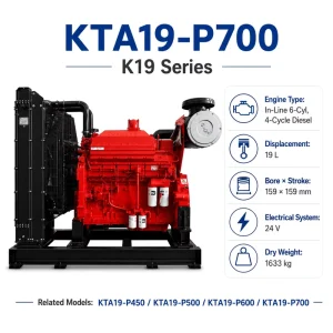 KTA19 Series KTA19 P700 6 Cylinder Diesel Engine for Industrial Water Pump Station High Flow Continuous Operation