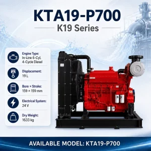 KTA19 Series KTA19-P700 Water Cooled Diesel Engine for Desalination Plant Pump Drive and Shipyard Fire Pump Engine
