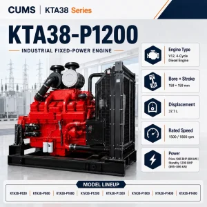 KTA38 Series KTA38-P1200 V12 Diesel Engine 809kW 1500rpm Electric Start Water Pump Power Unit for Fire Fighting and Drainage