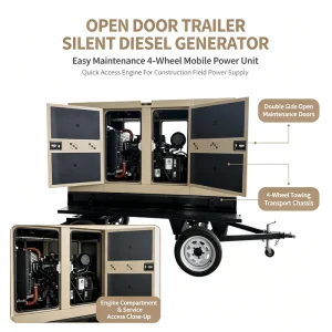 Large Capacity 3 Phase 380v Soundproof Canopy Electric Standby Prime Power Station Trailer Diesel Generator