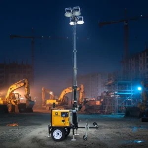 Long Service Life Trailer Type 7m Diesel Generator Mobile Light Tower