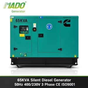 MADO Diesel Engine 4BTA3.9-G2 ATS Soundproof 3 Phase 52kW 65kVA 50Hz 400/230V Low Noise Medical Clinic Generator Sets