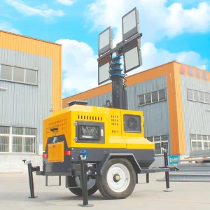 Mobile Diesel Engine Heavy Duty 4x400W LED Floodlights Construction Site 7m Hydraulic Mast Telescopic Lighting Light Tower