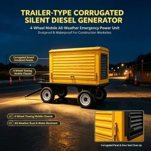 Mobile Outdoor 120kva 3 Phase 415V Soundproof Enclosed Towable Portable Ready Export Prime Trailer Diesel Generator Set
