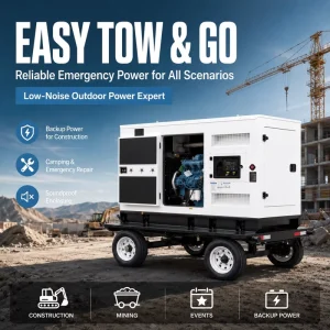 Mobile Silent Diesel Generator Set 30kw 40kw 50kva 75kva Alternator ATS Controller Box for Factory Standby Power