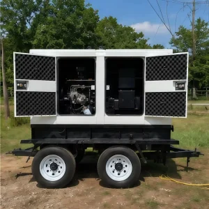 Mobile Trailer Mounted Diesel Generator Auto Start Open Frame Soundproof Canopy ATS Portable Four Wheels Low Noise Mining Field