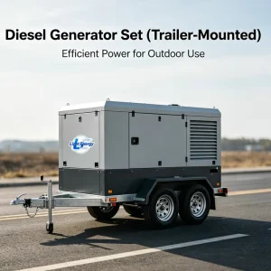 Mobile Trailer Type Diesel Power Generator 60kw with Wheels and Canopy 60kva Silent