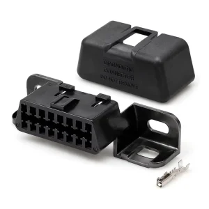 OBD2 16 Pin Female Diagnostic Connector J1962 Socket MG610761-5 Automotive Scan Tool Port with Bracket Cap OEM Black PA66/PBT