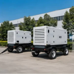 Portable 150KW Diesel Generator Set 3 Phase with Auto Start Low Noise Mobile Power Plant on Four-Wheel Trailer 100KW